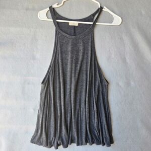 S2J Womens Charcoal Gray Marl High Neck Flowy Halter Tank Top Relaxed Fit boho